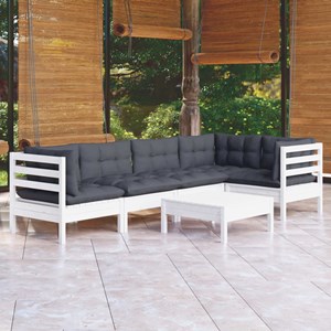 Maison exclusive - salon de jardin 6 pcs avec coussins blanc bois de pin