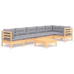Maison exclusive - salon de jardin 7 pcs avec coussins gris bois de pin