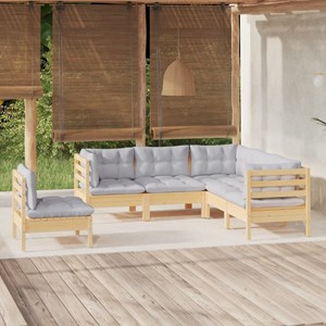 Maison exclusive - salon de jardin 5 pcs avec coussins gris bois de pin