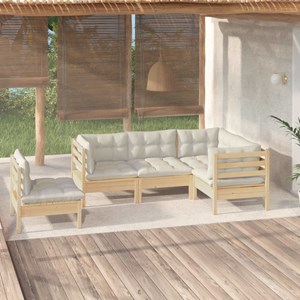 Maison exclusive - salon de jardin 5 pcs avec coussins crème bois de pin