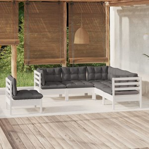 Maison exclusive - salon de jardin 5 pcs avec coussins blanc bois de pin