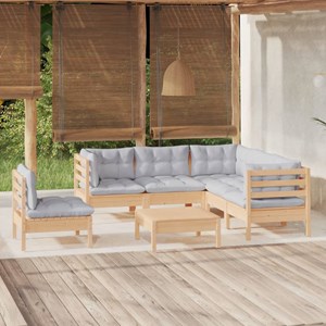 Maison exclusive - salon de jardin 6 pcs avec coussins gris bois de pin
