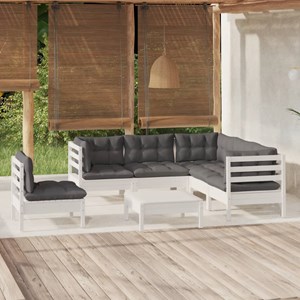 Maison exclusive - salon de jardin 6 pcs avec coussins blanc bois de pin