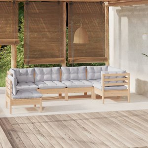 Maison exclusive - salon de jardin 6 pcs avec coussins gris bois de pin