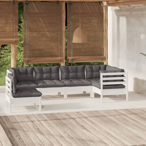 Maison exclusive - salon de jardin 6 pcs avec coussins blanc bois de pin