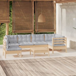 Maison exclusive - salon de jardin 7 pcs avec coussins gris bois de pin