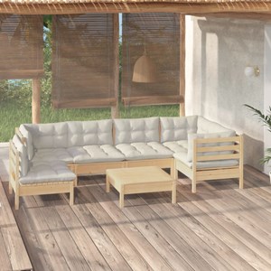 Maison exclusive - salon de jardin 7 pcs avec coussins crème bois de pin