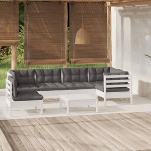Maison exclusive - salon de jardin 7 pcs avec coussins blanc bois de pin