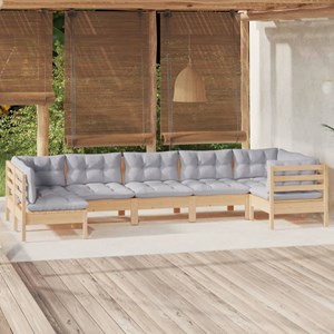 Maison exclusive - salon de jardin 7 pcs avec coussins gris bois de pin