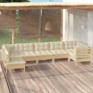 Maison exclusive - salon de jardin 7 pcs avec coussins crème bois de pin