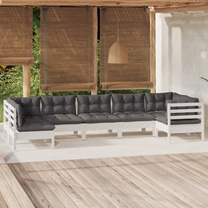 Maison exclusive - salon de jardin 7 pcs avec coussins blanc bois de pin