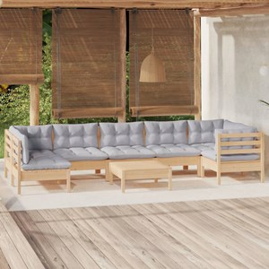 Maison exclusive - salon de jardin 8 pcs avec coussins gris bois de pin