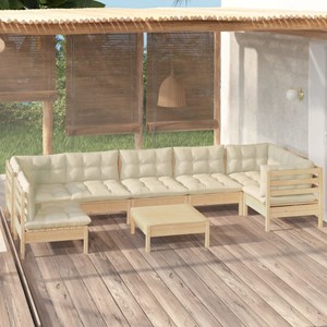 Maison exclusive - salon de jardin 8 pcs avec coussins crème bois de pin