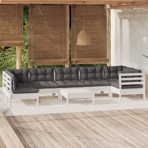 Maison exclusive - salon de jardin 8 pcs avec coussins blanc bois de pin