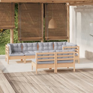 Maison exclusive - salon de jardin 7 pcs avec coussins gris bois de pin massif