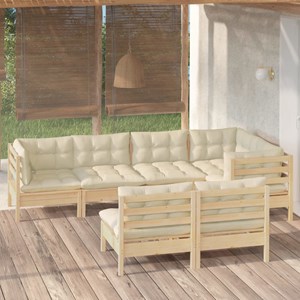 Maison exclusive - salon de jardin 7 pcs avec coussins crème bois de pin massif