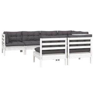 Maison exclusive - salon de jardin 7 pcs avec coussins blanc bois de pin massif