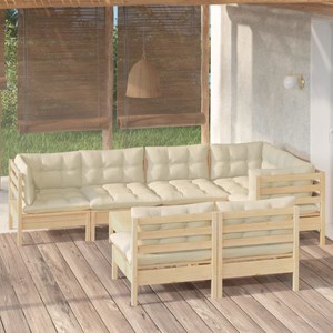 Maison exclusive - salon de jardin 8 pcs avec coussins crème bois de pin massif