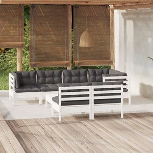 Maison exclusive - salon de jardin 8 pcs avec coussins blanc bois de pin massif