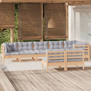 Maison exclusive - salon de jardin 8 pcs avec coussins gris bois de pin massif