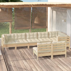 Maison exclusive - salon de jardin 8 pcs avec coussins crème bois de pin massif