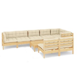 Maison exclusive - salon de jardin 9 pcs avec coussins crème bois de pin massif