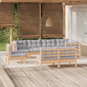 Maison exclusive - salon de jardin 8 pcs avec coussins gris bois de pin massif