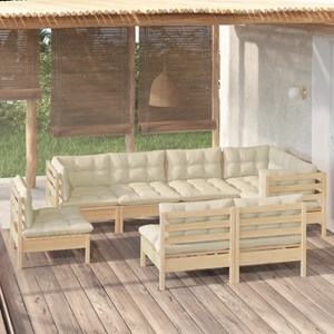 Maison exclusive - salon de jardin 8 pcs avec coussins crème bois de pin massif