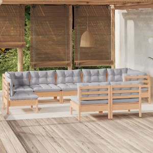 Maison exclusive - salon de jardin 9 pcs avec coussins gris bois de pin massif