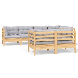 Maison exclusive - salon de jardin 7 pcs avec coussins gris bois de pin massif