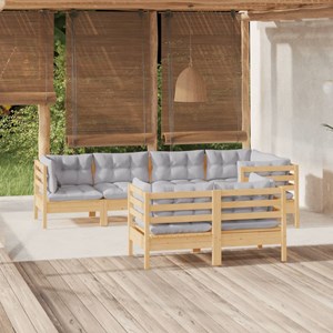 Maison exclusive - salon de jardin 7 pcs avec coussins gris bois de pin massif