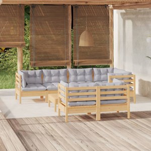Maison exclusive - salon de jardin 8 pcs avec coussins gris bois de pin massif