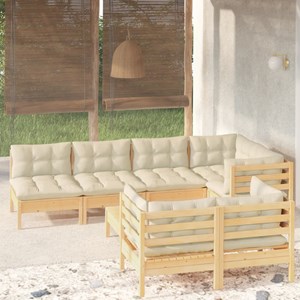 Maison exclusive - salon de jardin 8 pcs avec coussins crème bois de pin massif