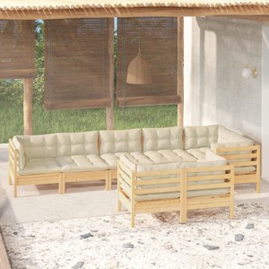 Maison exclusive - salon de jardin 8 pcs avec coussins crème bois de pin massif