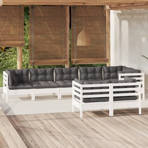 Maison exclusive - salon de jardin 8 pcs avec coussins blanc bois de pin massif
