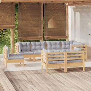 Maison exclusive - salon de jardin 8 pcs avec coussins gris bois de pin massif
