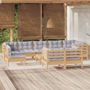 Maison exclusive - salon de jardin 10 pcs avec coussins gris bois de pin massif