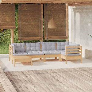 Maison exclusive - salon de jardin 6 pcs avec coussins gris bois de pin massif