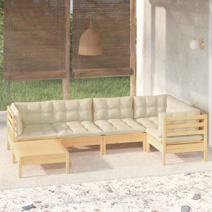 Maison exclusive - salon de jardin 6 pcs avec coussins crème bois de pin massif