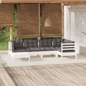Maison exclusive - salon de jardin 6 pcs avec coussins blanc bois de pin massif