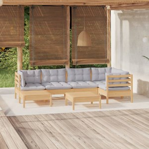 Maison exclusive - salon de jardin 7 pcs avec coussins gris bois de pin massif