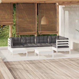 Maison exclusive - salon de jardin 7 pcs avec coussins blanc bois de pin massif