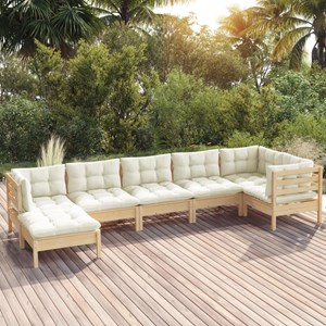 Maison exclusive - salon de jardin 7 pcs avec coussins crème bois de pin massif
