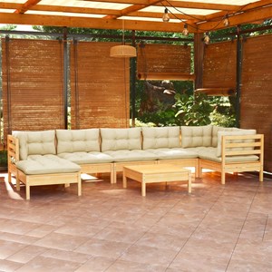 Maison exclusive - salon de jardin 8 pcs avec coussins crème bois de pin massif