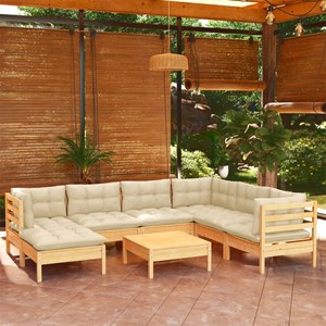 Maison exclusive - salon de jardin 8 pcs avec coussins crème bois de pin massif