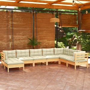 Maison exclusive - salon de jardin 8 pcs avec coussins crème bois de pin massif