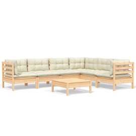 Maison exclusive - salon de jardin 7 pcs avec coussins crème bois de pin massif