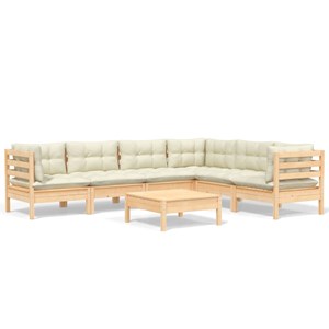 Maison exclusive - salon de jardin 7 pcs avec coussins crème bois de pin massif