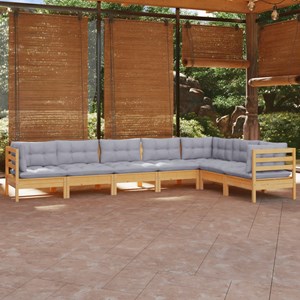 Maison exclusive - salon de jardin 7 pcs avec coussins gris bois de pin massif