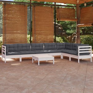 Maison exclusive - salon de jardin 8 pcs avec coussins blanc bois de pin massif